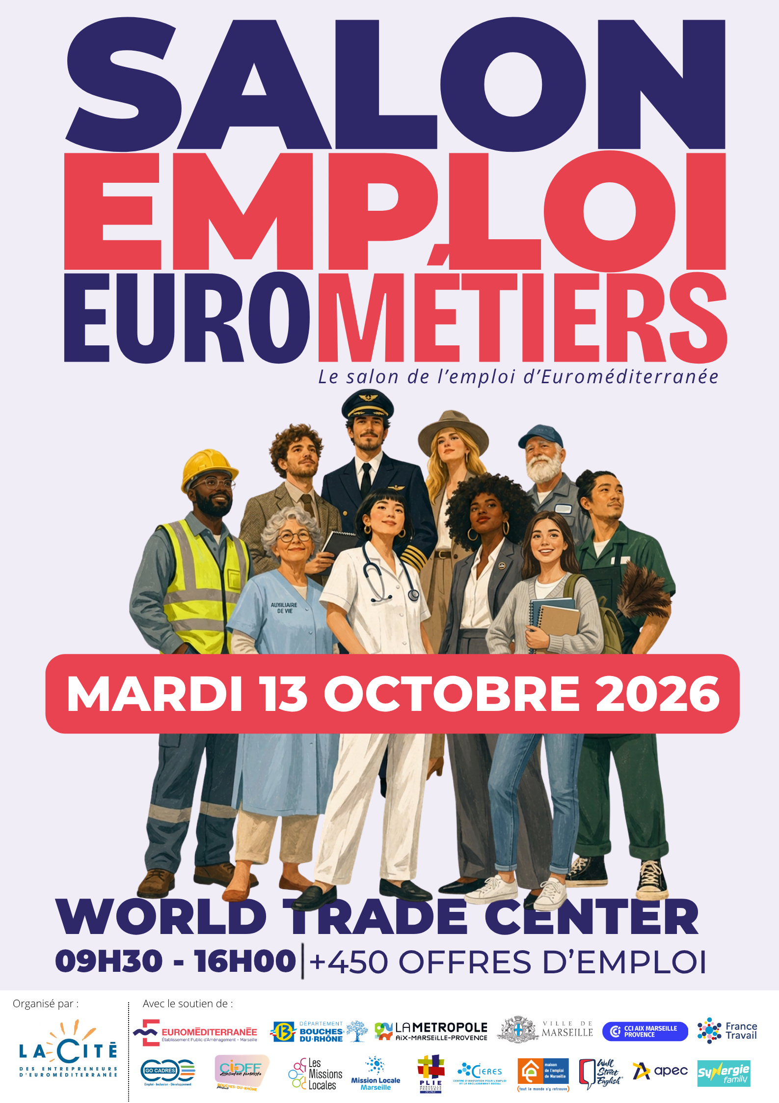 Affiche du salon Emploi Eurométiers 2026, mardi 13 octobre au World Trade Center Marseille